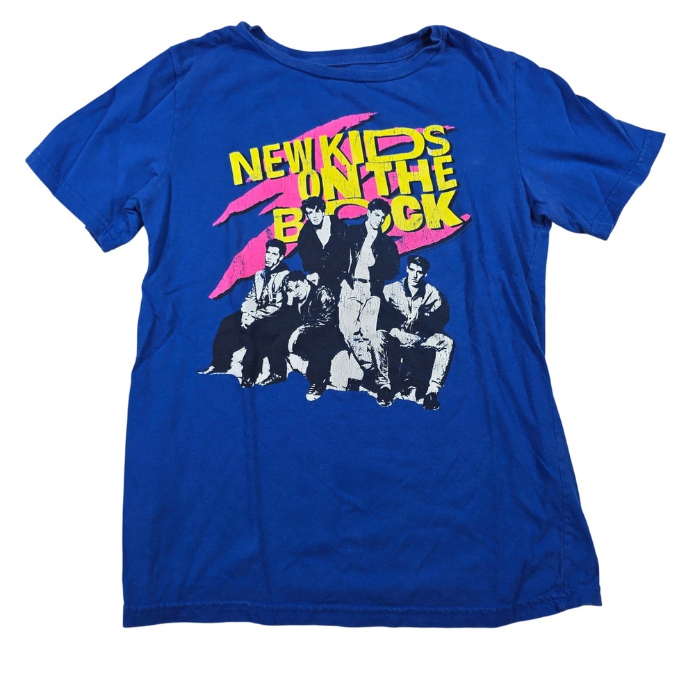New Kids On The Block Graphic T-Shirt Unisex Small Blue Good 90s Boy Band Tee